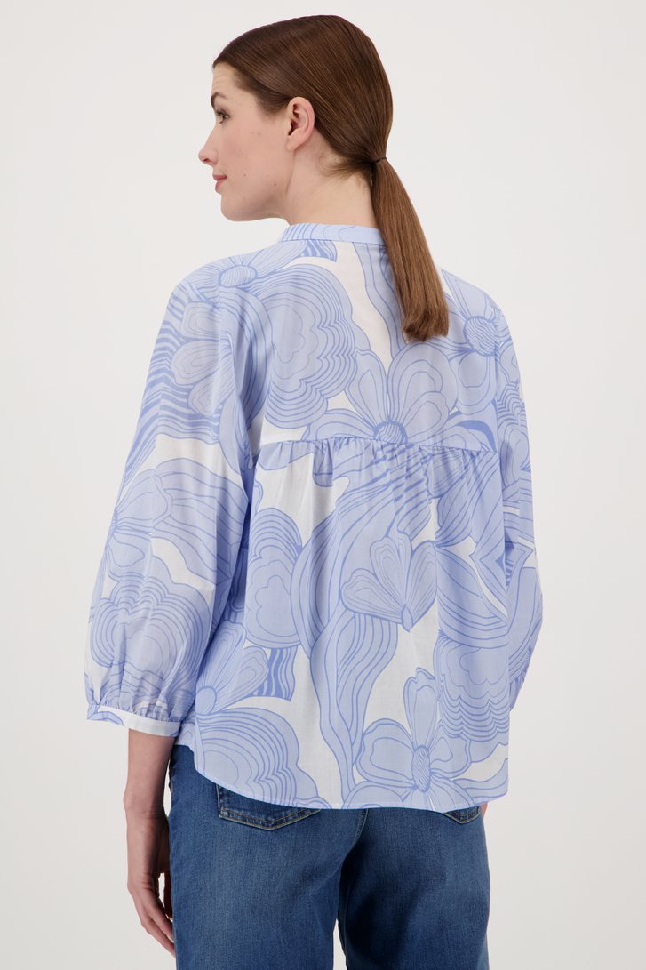 Wijde blouse met blauwe print van Opus voor Dames