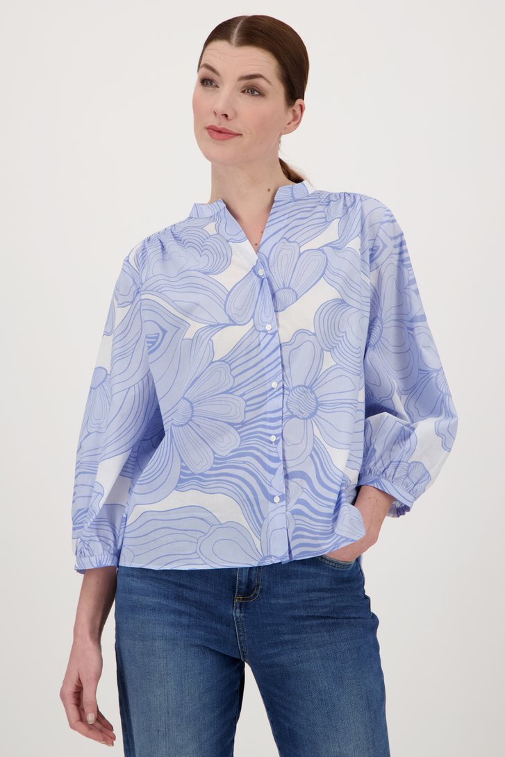 Wijde blouse met blauwe print van Opus voor Dames