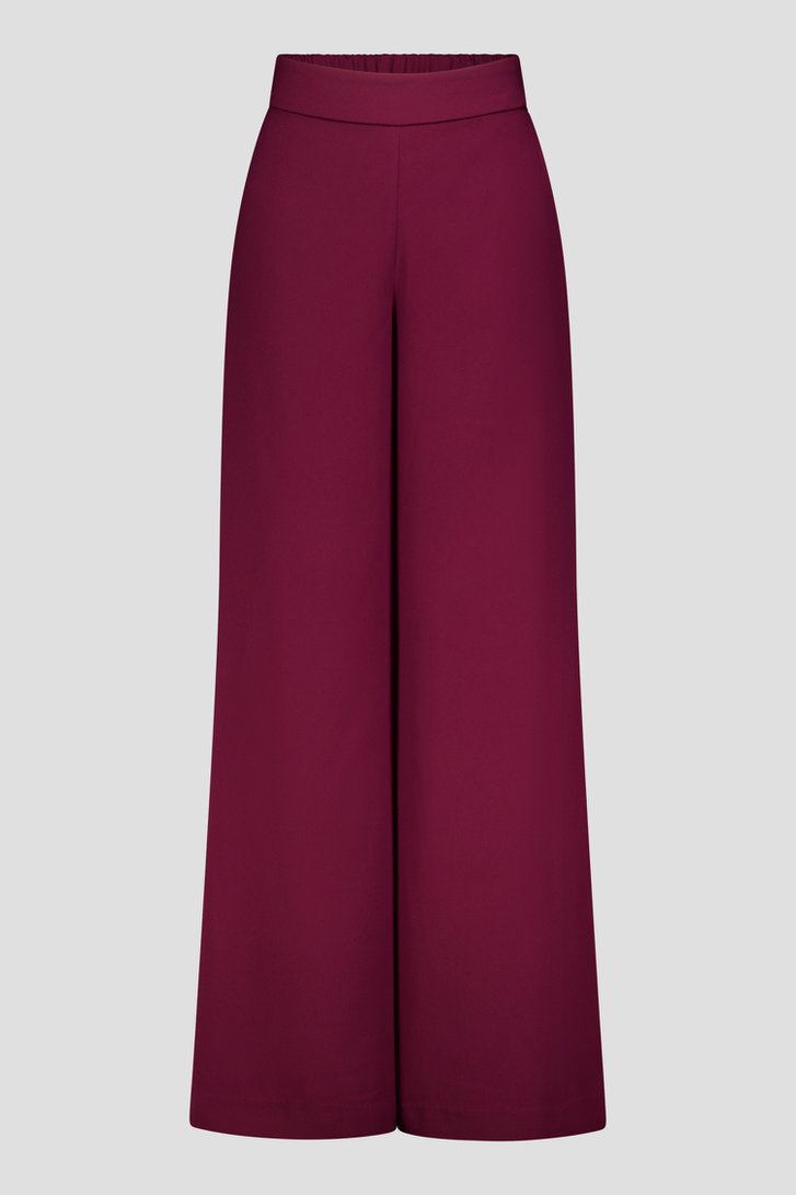 Wijde bordeaux broek met elastische tailleband van D'Auvry voor Dames