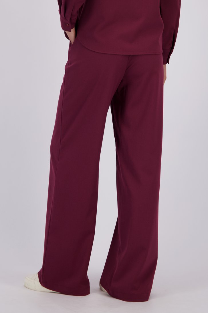 Achterkant van Wijde bordeaux broek met elastische tailleband door Liberty Island voor Dames