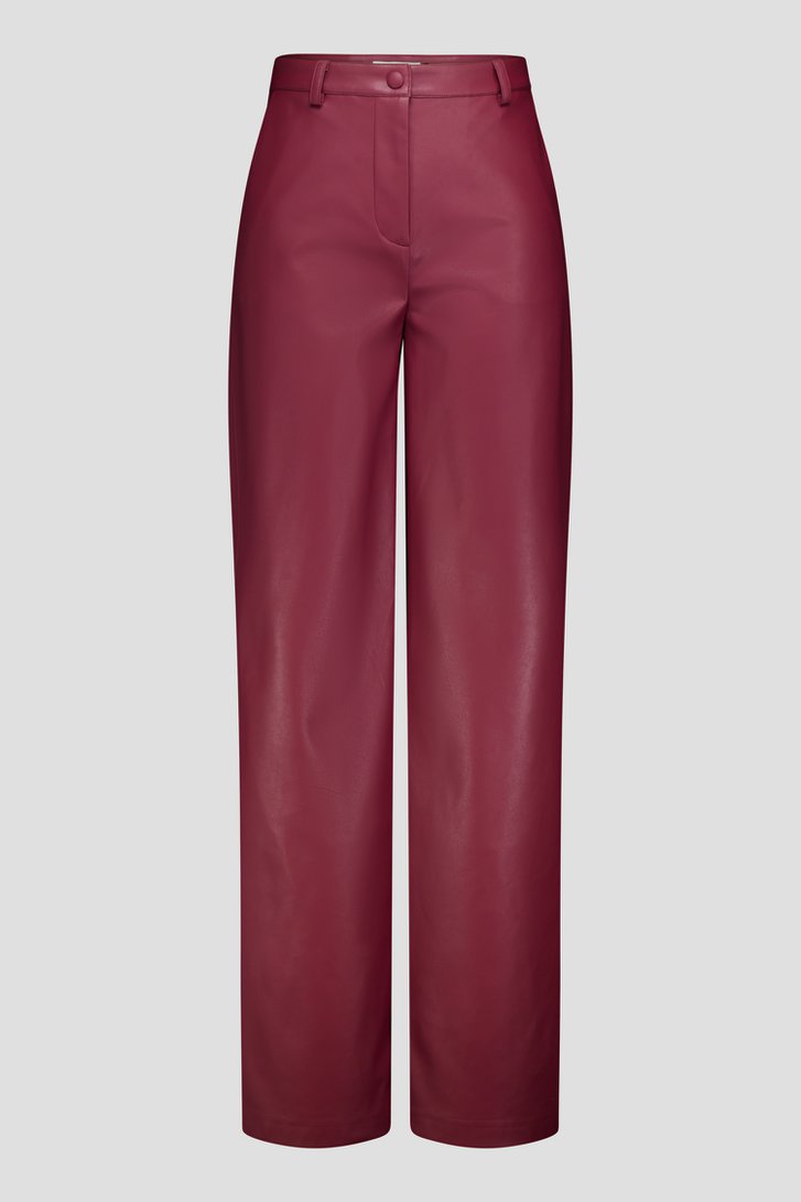 Productfoto 1 van Wijde bordeaux broek met lederlook door D'Auvry voor Dames