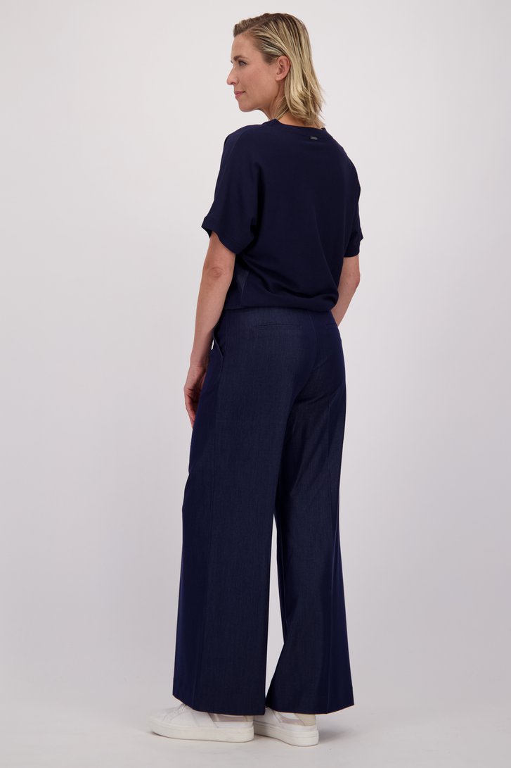Achterkant van Wijde broek in denim look door Claude Arielle voor Dames