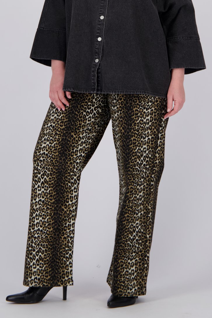 Wijde broek met animal print van Only Carmakoma voor Dames