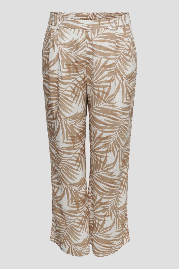Productfoto 1 van Wijde broek met beige bladerprint door ONLY Carmakoma voor Dames