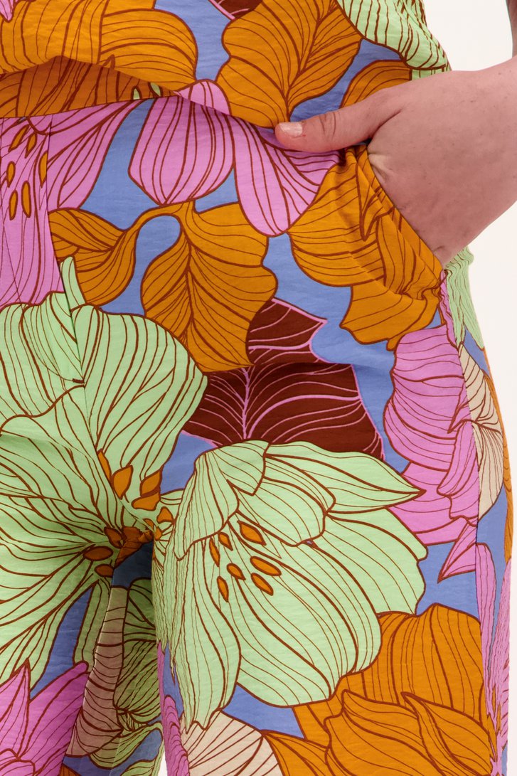 Wijde broek met kleurrijke bladerprint van Libelle voor Dames