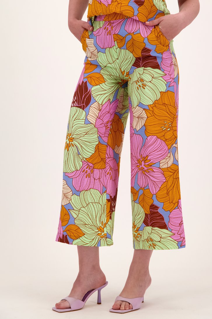 Wijde broek met kleurrijke bladerprint van Libelle voor Dames