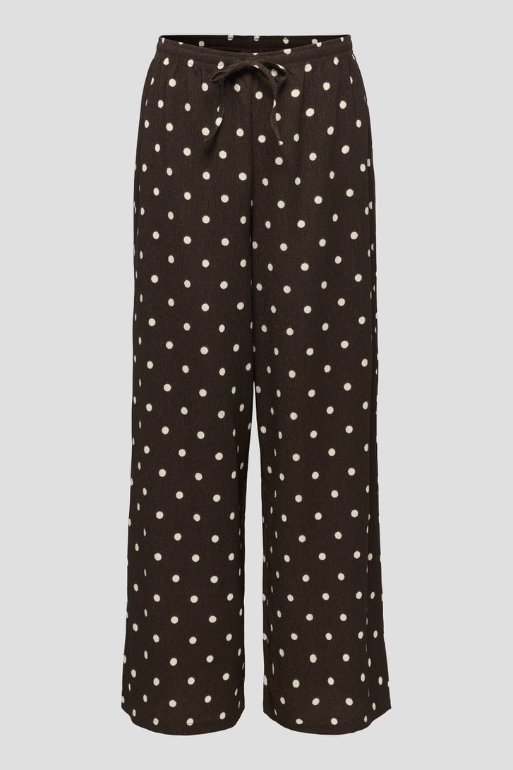 Productfoto 1 van Wijde bruine broek met bolletjesmotief door JDY voor Dames