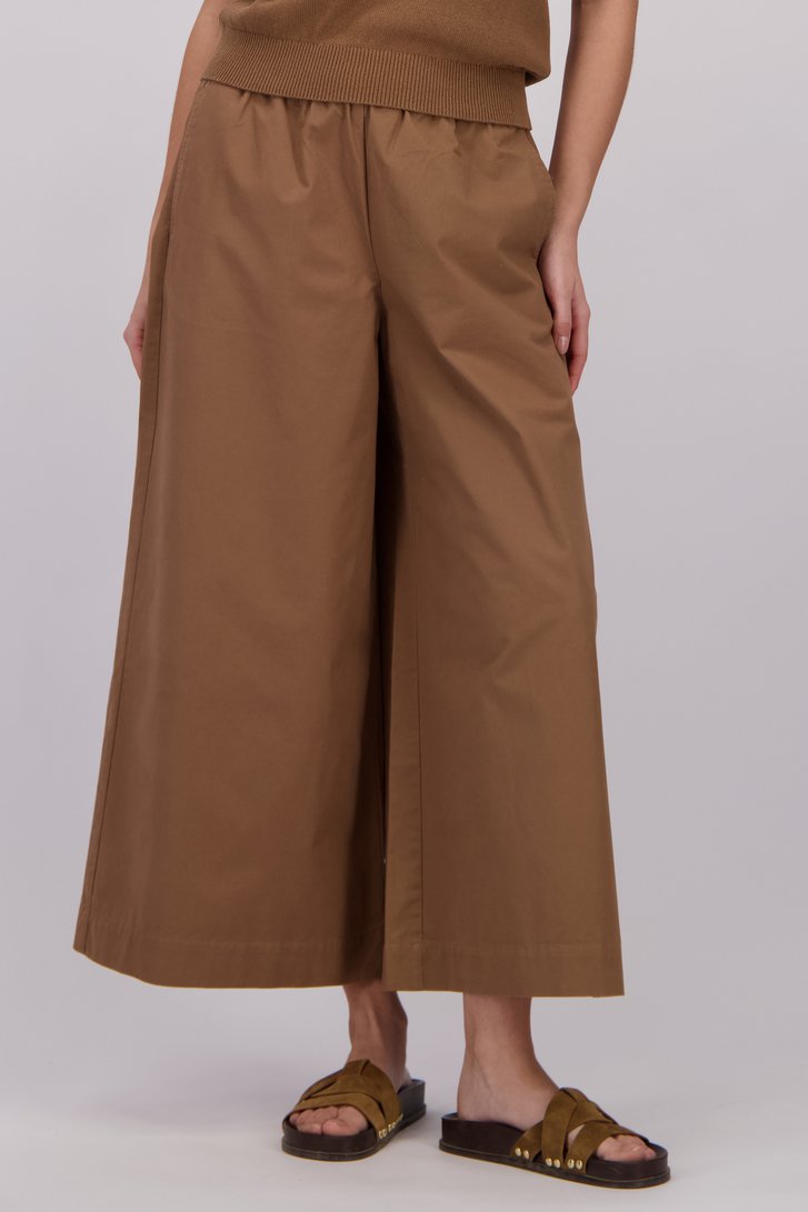 Extra foto 1 van Wijde bruine broek met elastische tailleband door Louise voor Dames