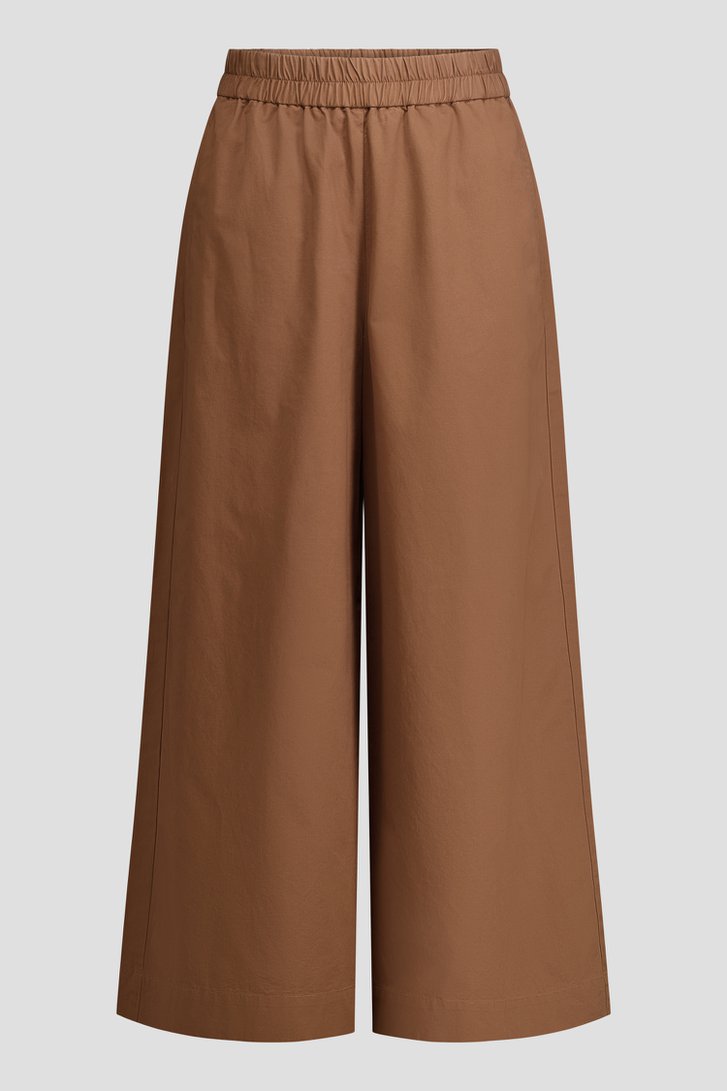 Productfoto 2 van Wijde bruine broek met elastische tailleband door Louise voor Dames