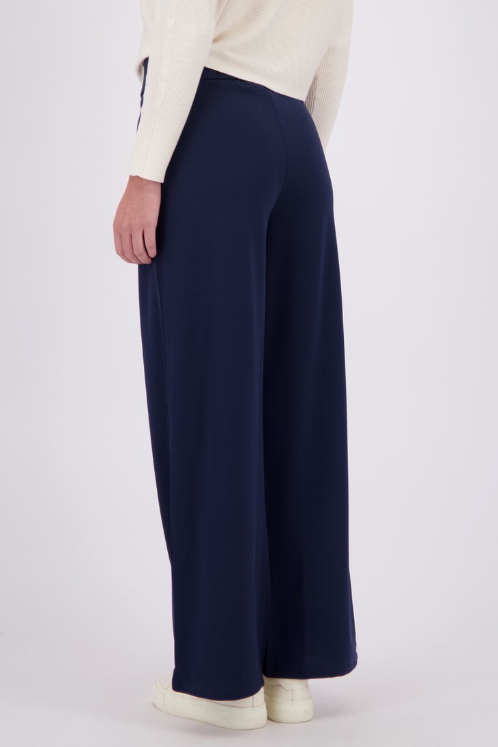 Achterkant van Wijde donkerblauwe broek met elastische tailleband door JDY voor Dames