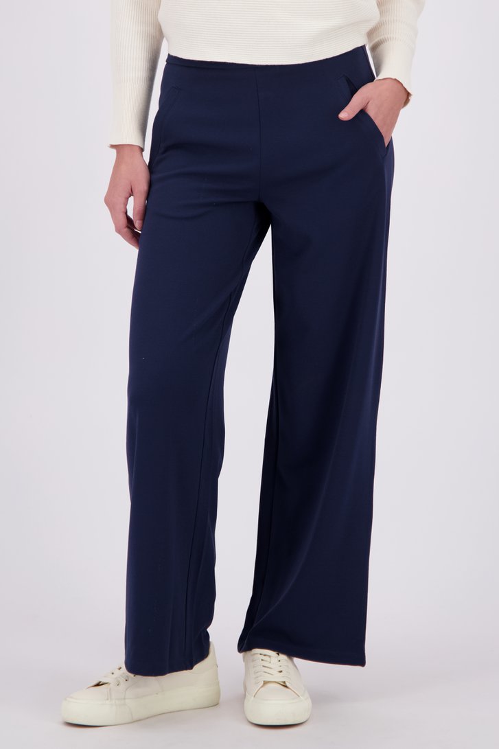 Voorkant van Wijde donkerblauwe broek met elastische tailleband door JDY voor Dames