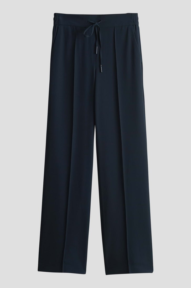 Wijde donkerblauwe broek met elastische tailleband van Opus voor Dames