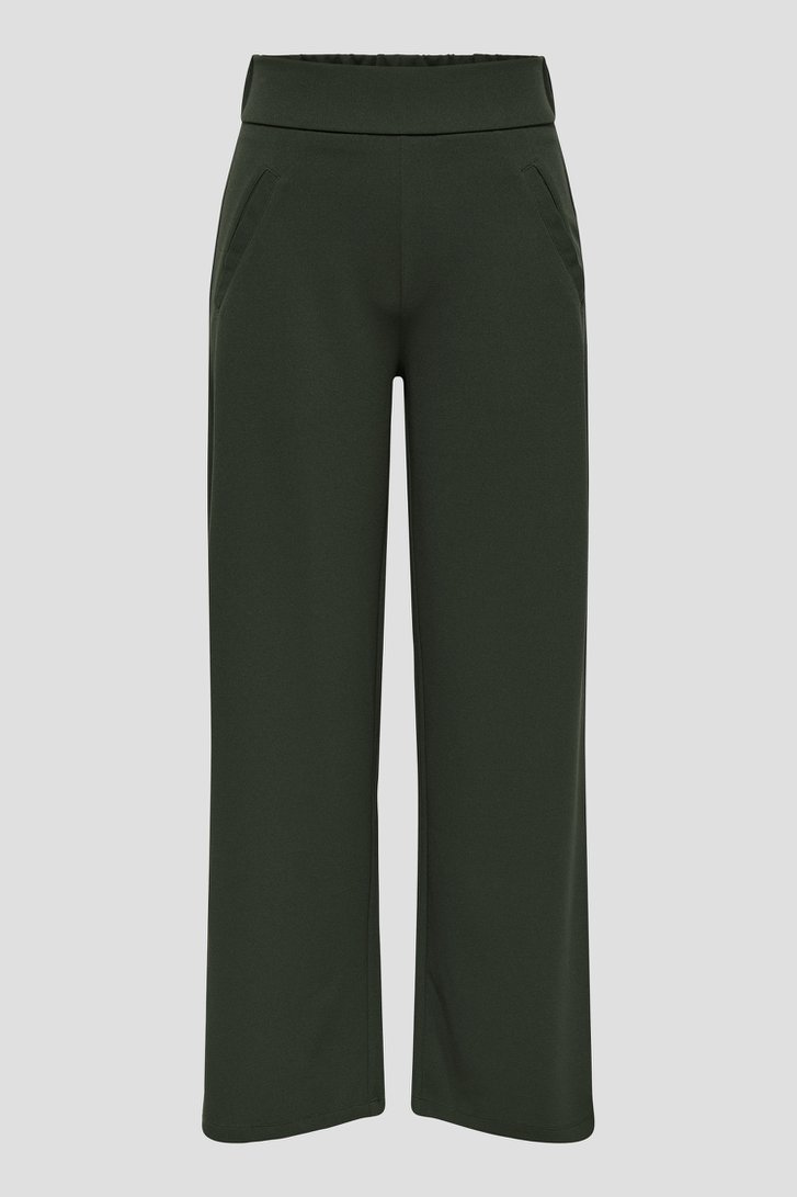 Productfoto 1 van Wijde donkergroene broek met elastische tailleband door JDY voor Dames