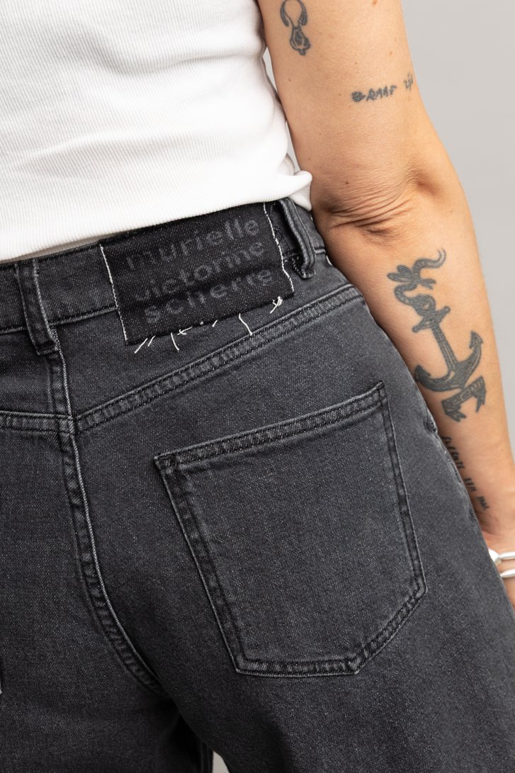 Extra foto 1 van Wijde grijze jeans met verwassen look door Murielle Victorine Scherre voor Dames