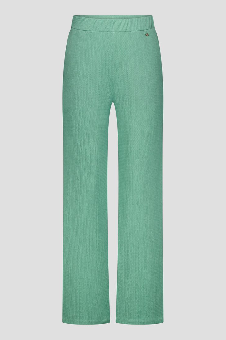 Wijde groene broek met fijne textuur van Claude Arielle voor Dames