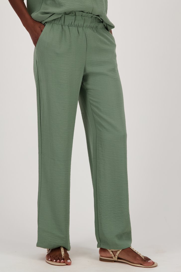 Wijde kaki broek met elastische taille van JDY voor Dames