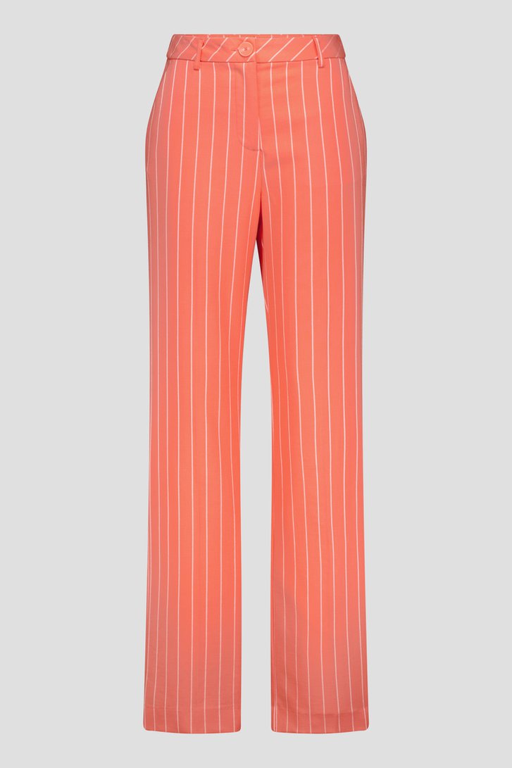 Wijde koraalroze broek met krijtstreep van D'Auvry voor Dames