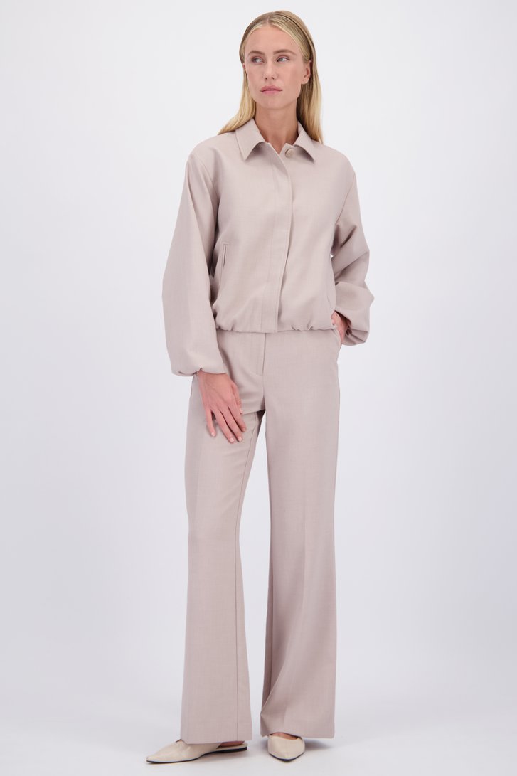 Voorkant van Wijde lichtbeige broek door D'Auvry voor Dames