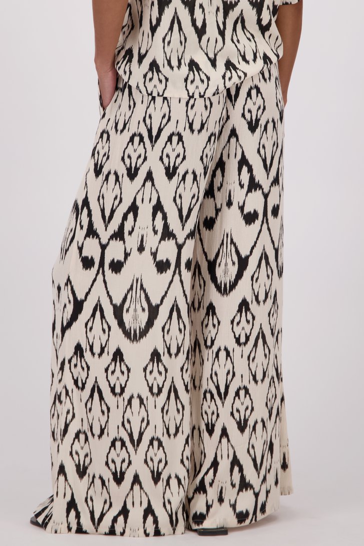 Wijde lichtbeige broek met zwarte print van JDY voor Dames