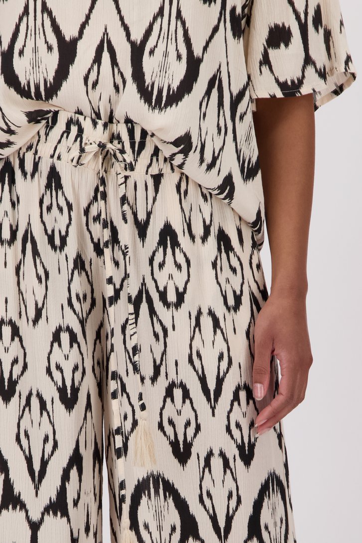 Wijde lichtbeige broek met zwarte print van JDY voor Dames