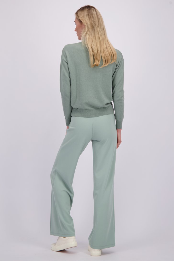 Achterkant van Wijde lichtgroene broek met elastische taille door Liberty Island voor Dames