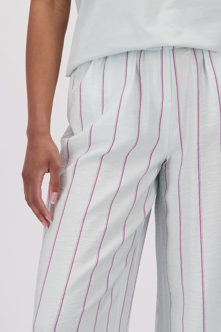 Wijde pastelturqoise broek met strepen van Louise voor Dames