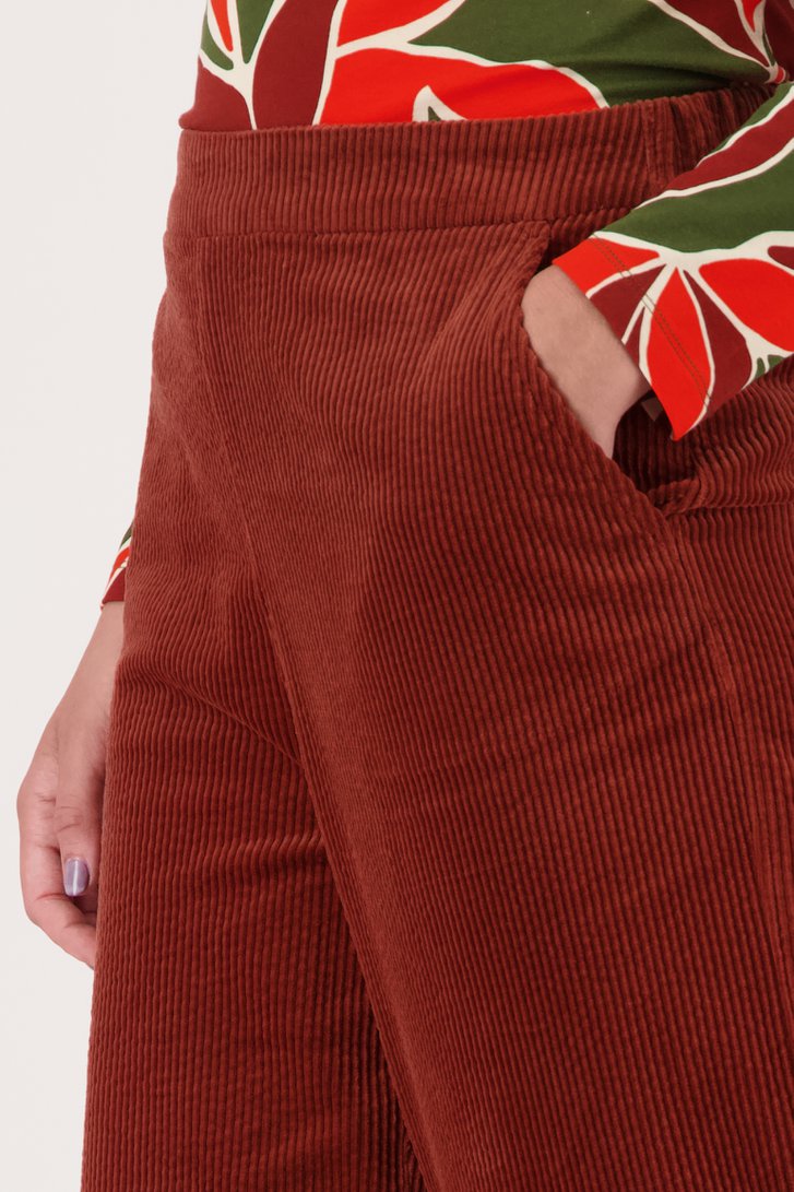Wijde ribfluwelen broek - roestbruin van Libelle voor Dames