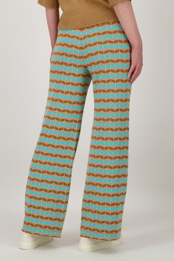 Wijde turquoise broek met print  van Libelle voor Dames
