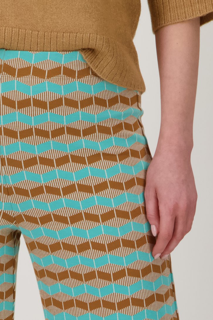 Wijde turquoise broek met print  van Libelle voor Dames