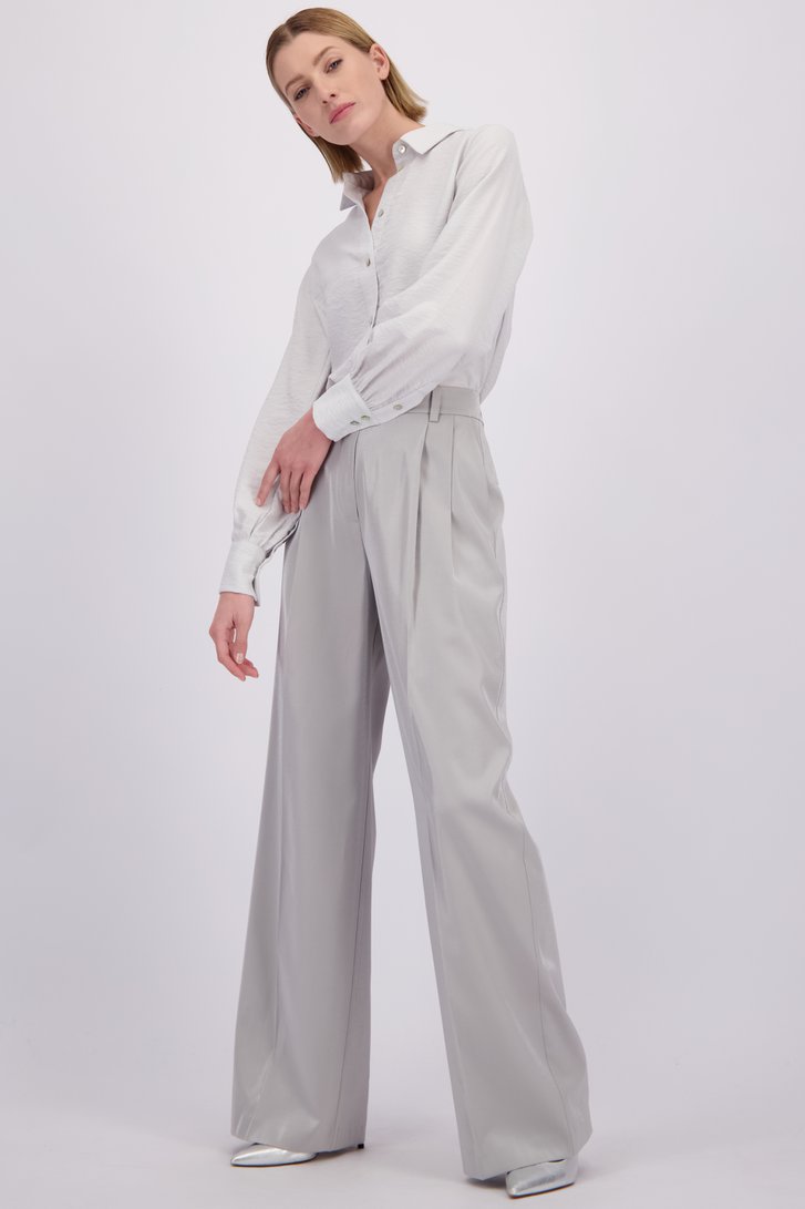 Voorkant van Wijde zilvergrijze broek door D'Auvry Studio voor Dames