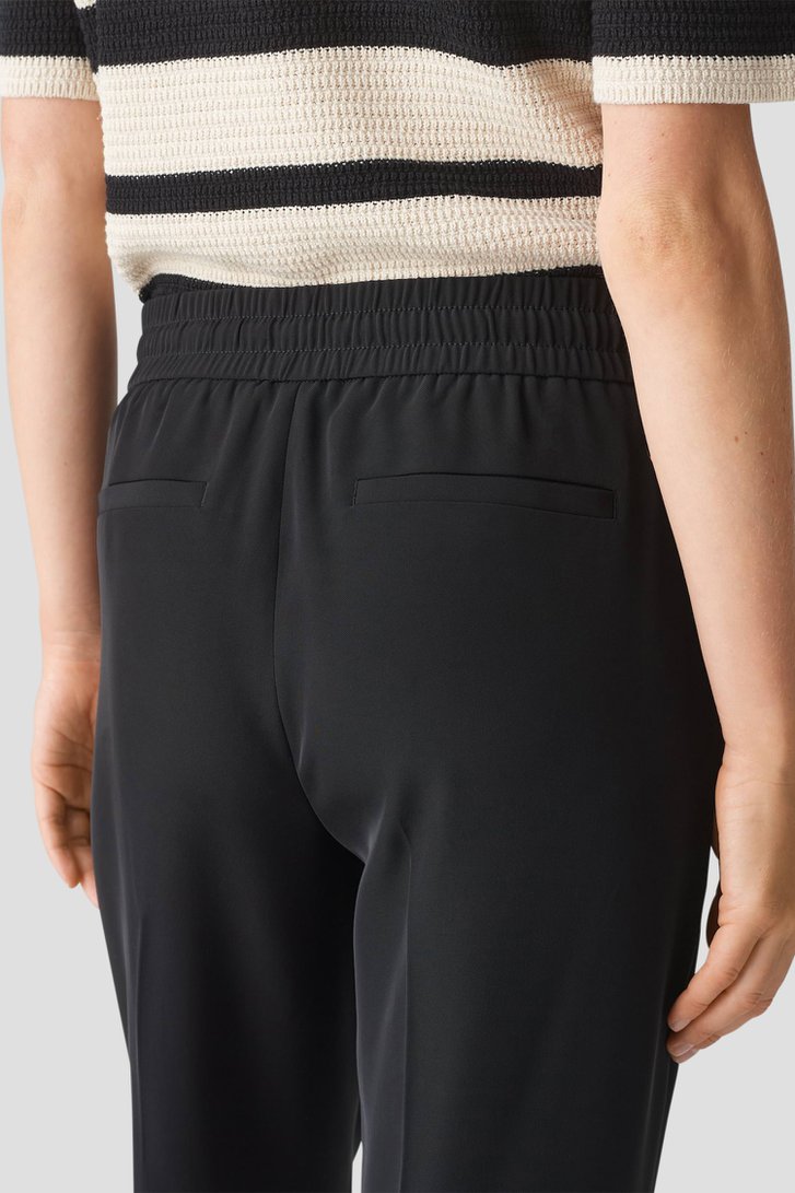 Wijde zwarte broek met elastische tailleband van Opus voor Dames