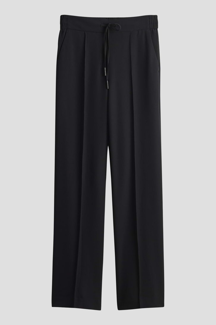 Wijde zwarte broek met elastische tailleband van Opus voor Dames
