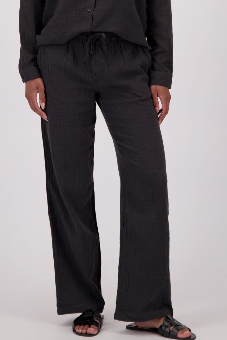 Wijde zwarte broek met tetralook van JDY voor Dames