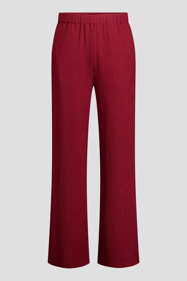 Productfoto 1 van Wijnrode broek met structuur en elastische taille door Claude Arielle voor Dames