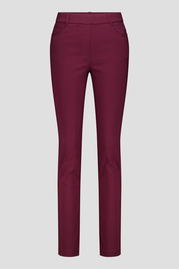 Wijnrode stretchbroek met elastische taille van Claude Arielle voor Dames