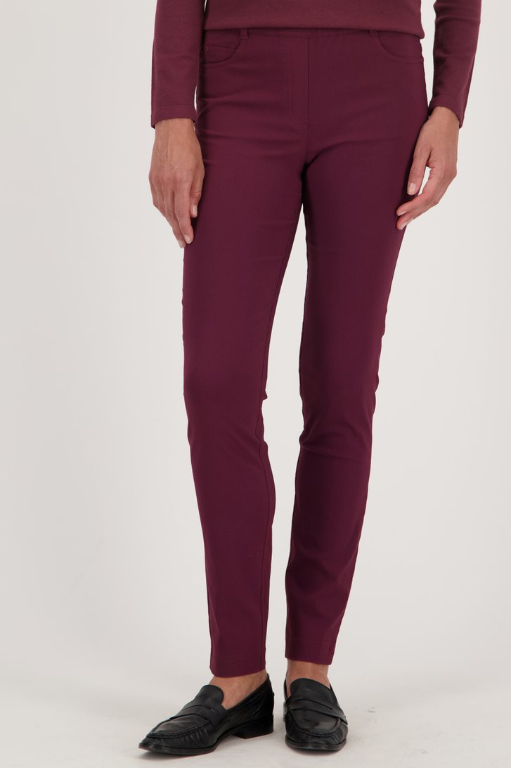 Wijnrode stretchbroek met elastische taille van Claude Arielle voor Dames