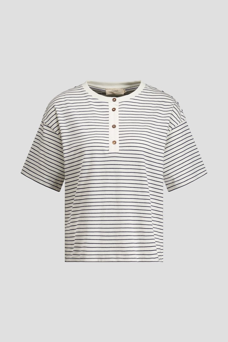 Productfoto 1 van Wit-blauw gestreept T-shirt door LŌVING voor Dames