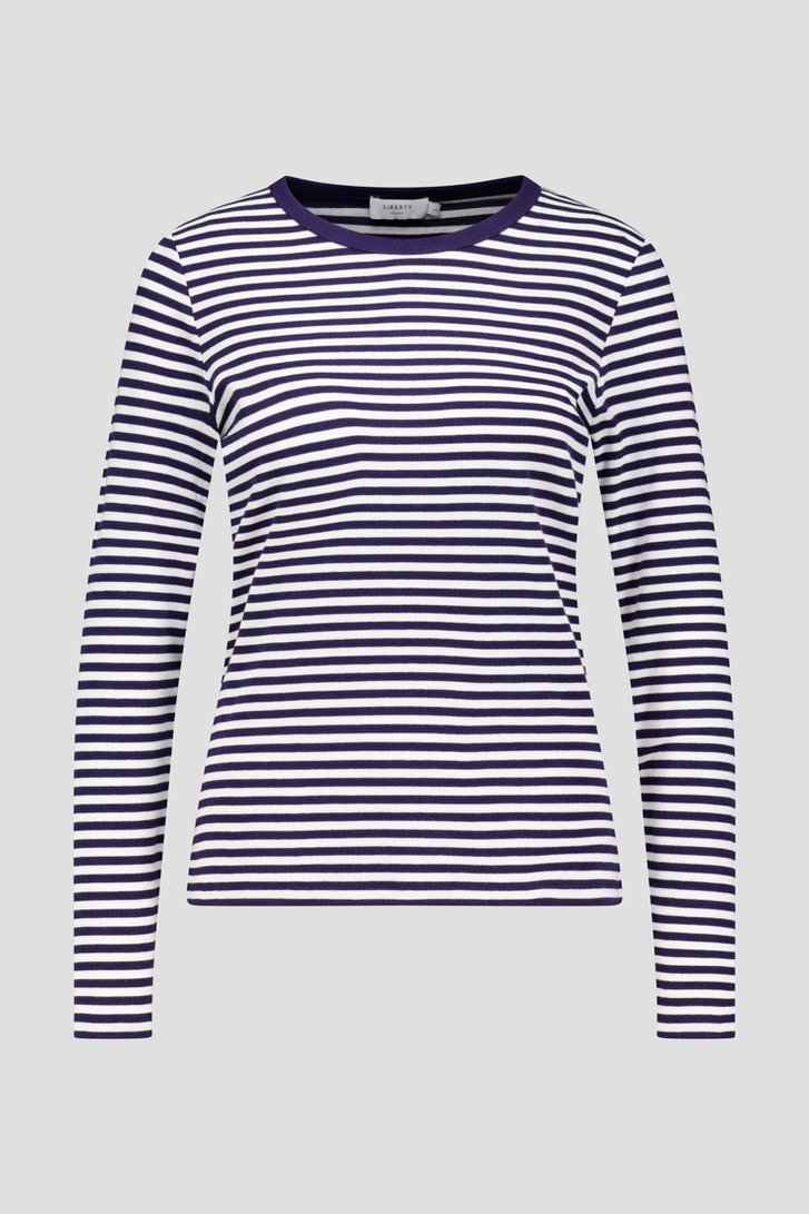 Productfoto 1 van Wit-blauw gestreept T-shirt met lange mouwen door Liberty Island voor Dames