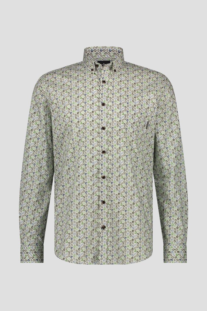 Wit-groen-blauw hemd - Regular fit van Bluefields voor Heren