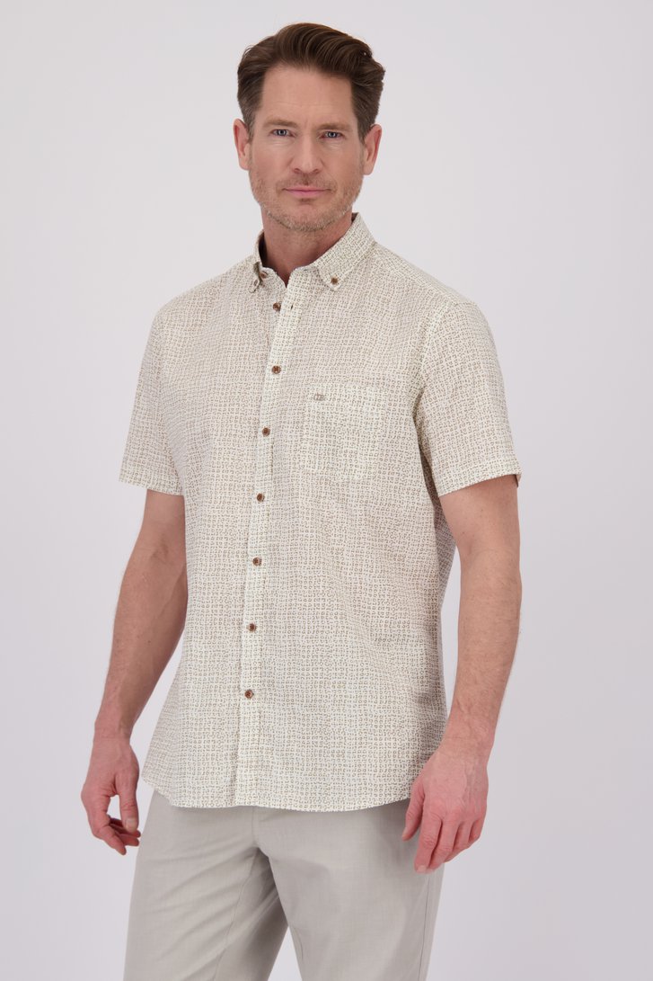 Wit hemd met beige print - Regular fit van Dansaert Blue voor Heren