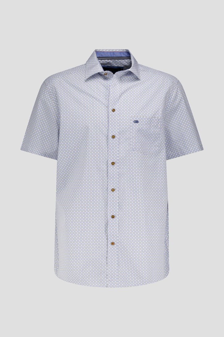 Wit hemd met blauw-bruine print - Comfort fit	 van Dansaert Blue voor Heren
