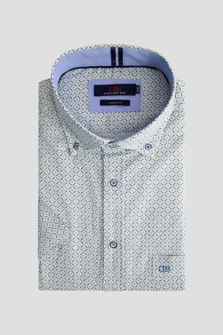 Voorkant van Wit hemd met blauw-groene print - Regular fit door Dansaert Blue voor Heren
