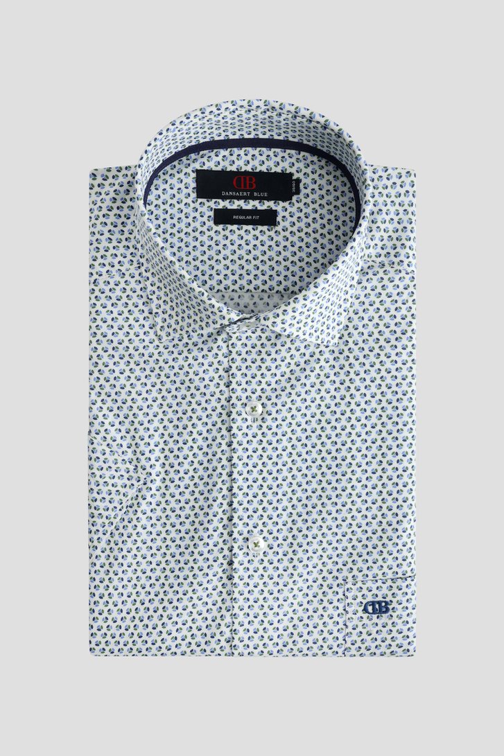 Voorkant van Wit hemd met blauw-groene print - Regular fit  door Dansaert Blue voor Heren