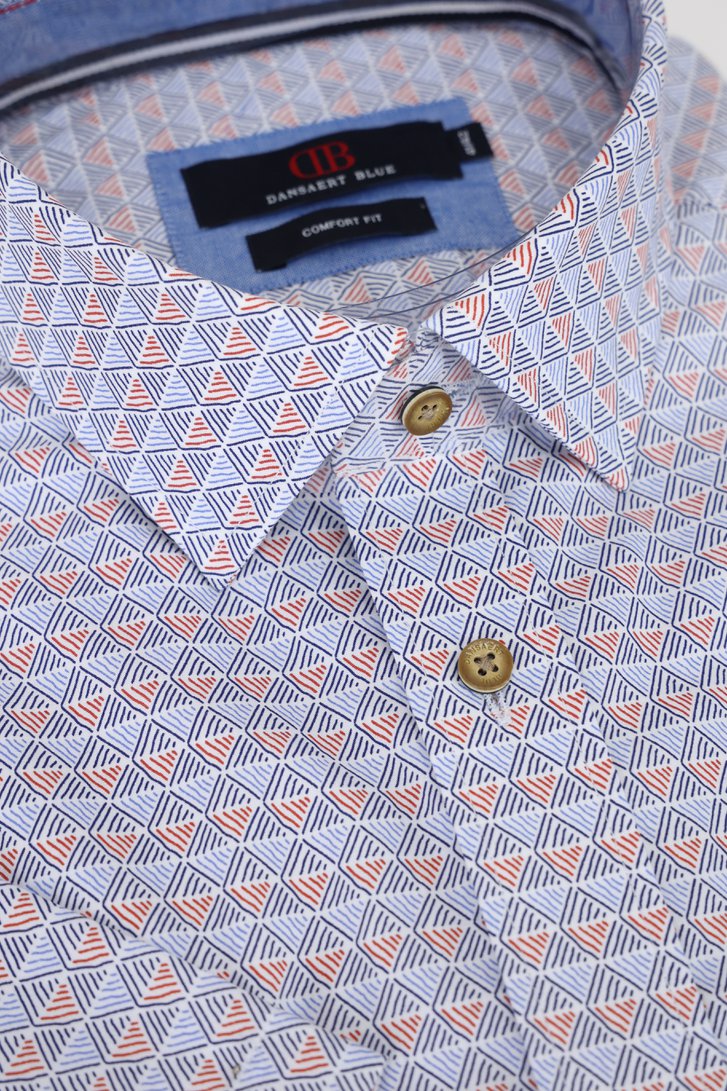 Wit hemd met blauw-rode print - Comfort fit van Dansaert Blue voor Heren