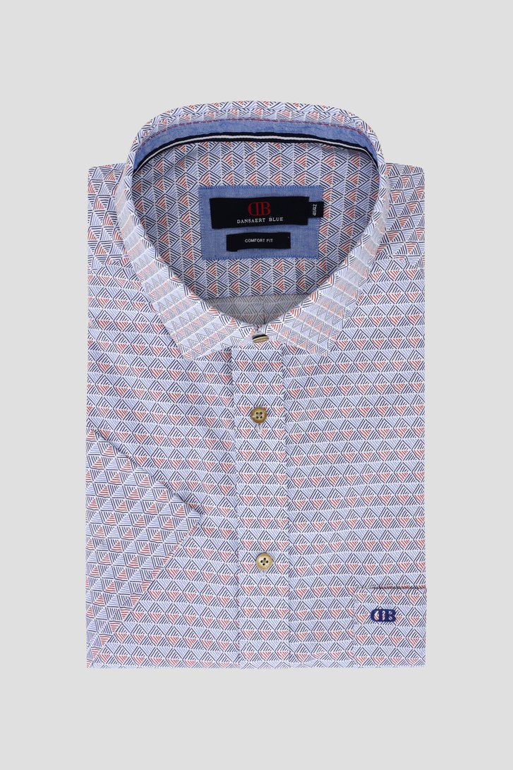Wit hemd met blauw-rode print - Comfort fit van Dansaert Blue voor Heren