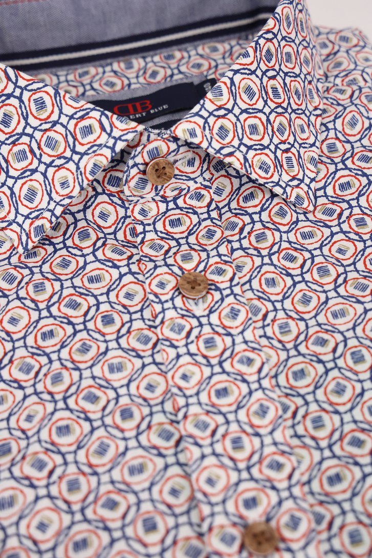 Wit hemd met blauw-rode print - Comfort fit van Dansaert Blue voor Heren