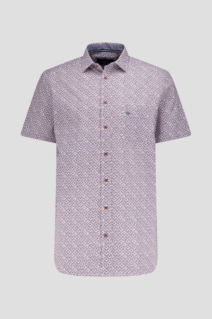 Wit hemd met blauw-rode print - Comfort fit van Dansaert Blue voor Heren