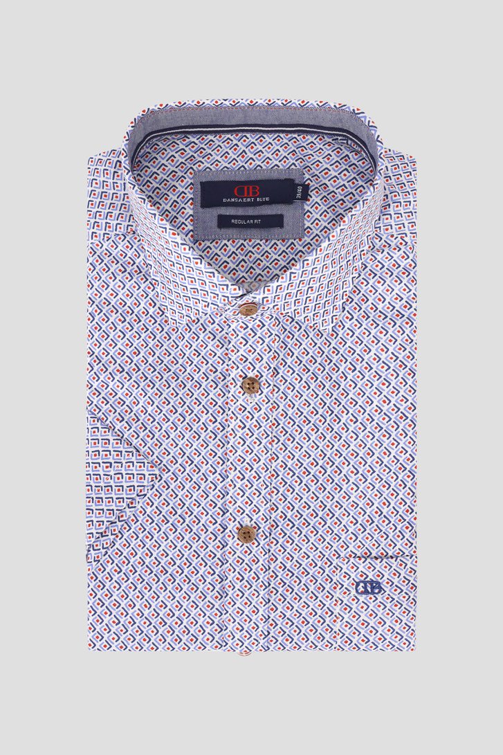 Wit hemd met blauw-rode print - Regular fit van Dansaert Blue voor Heren