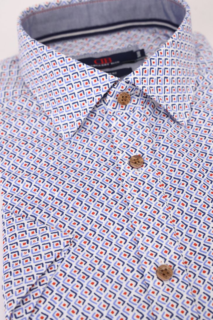 Wit hemd met blauw-rode print - Regular fit van Dansaert Blue voor Heren