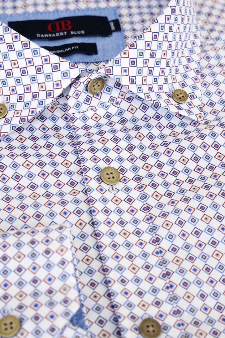 Productfoto 2 van Wit hemd met blauw-rode ruitjes - Regular fit door Dansaert Blue voor Heren
